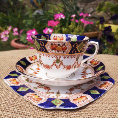 vitage St Michael China Teacup Saucer and tea plate in the Imari Pattern number 2586.