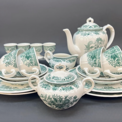 Vintage Villeroy & Boch Fasan Green coffee set for 4, vitrified porcelain,