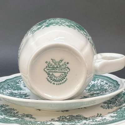 Vintage Villeroy & Boch Fasan Green coffee set for 4, vitrified porcelain,