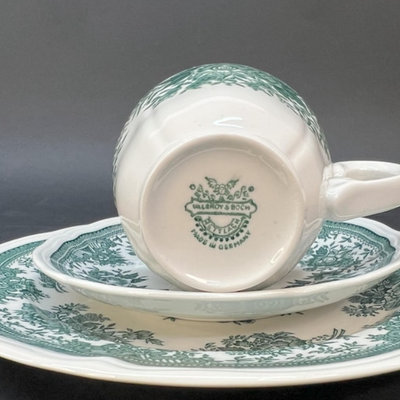 Vintage Villeroy & Boch Fasan Green coffee set for 4, vitrified porcelain,