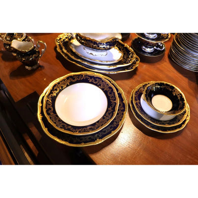 Vintage Weimar Katharina Cobalt Blue Dinner Set German Porcelain 86pcs
