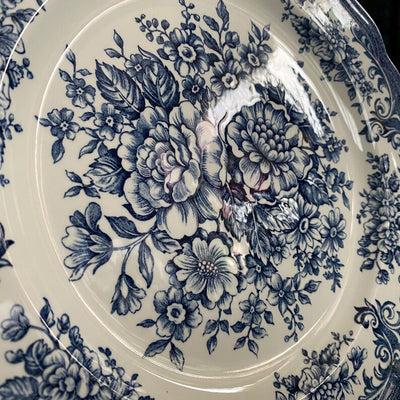 Set of 6 Mid Century J&G Meakin Avondale Dinner Plates 27cm Blue White Ironstone Royal Staffordshire Vintage 1950s