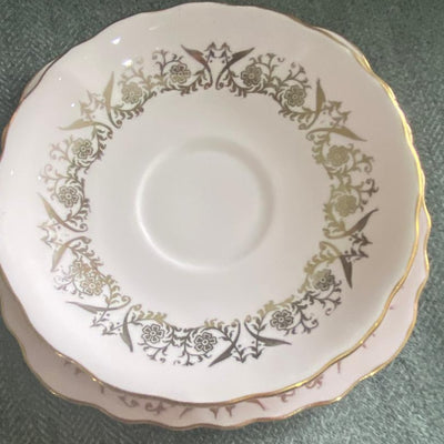 Vintage Colclough Bone China Trio Pink & Gold English Teacup Saucer Set Afternoon Tea Shabby Chic