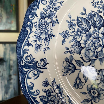 Set of 6 Mid Century J&G Meakin Avondale Dinner Plates 27cm Blue White Ironstone Royal Staffordshire Vintage 1950s