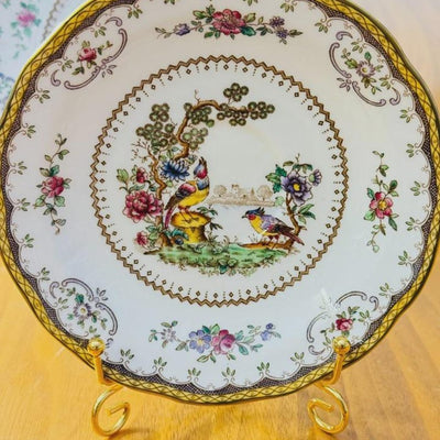 Rare Pair of Vintage Spode 'Chelsea' Tea Cup Trio Rd No 568949 Harrods Goldedge