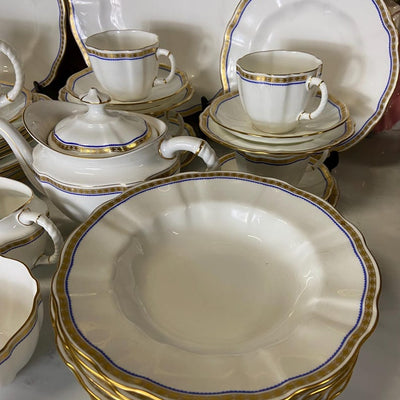 Vintage Royal Crown Derby Carlton blue pattern dinner set