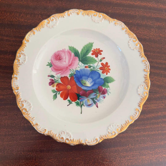 Antique Meissen Rococo Floral Plate 8.25”