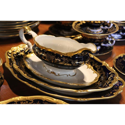 Vintage Weimar Katharina Cobalt Blue Dinner Set German Porcelain 86pcs