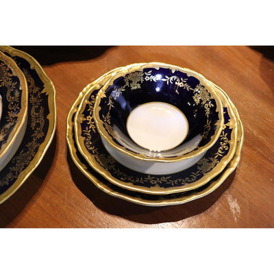 Vintage Weimar Katharina Cobalt Blue Dinner Set German Porcelain 86pcs