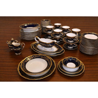 Vintage Weimar Katharina Cobalt Blue Dinner Set German Porcelain 86pcs