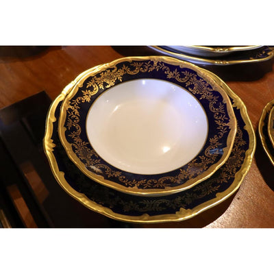 Vintage Weimar Katharina Cobalt Blue Dinner Set German Porcelain 86pcs