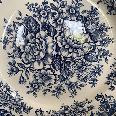 Set of 6 Mid Century J&G Meakin Avondale Dinner Plates 27cm Blue White Ironstone Royal Staffordshire Vintage 1950s