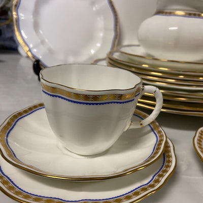 Vintage Royal Crown Derby Carlton blue pattern dinner set