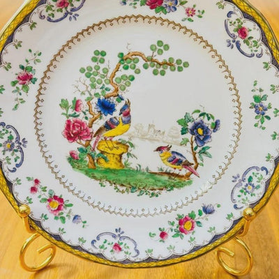 Rare Pair of Vintage Spode 'Chelsea' Tea Cup Trio Rd No 568949 Harrods Goldedge